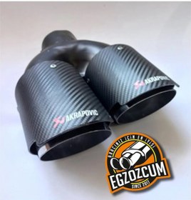 Resim 76 Mm Çiftli Sağ Içi Krom Karbon Kaplama Egzoz Eksoz Ucu - - 