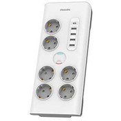 Resim Philips SPN7060WA/62 5 USB Şarj Bağlantı 1 USB-C 15 W ve 4 USB-A 20 W 900j 2M Örgü Kablo 6'lı Akım Korumalı Priz Philips