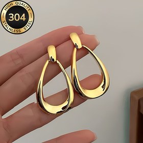 Resim Hipalerjenik Paslanmaz Çelik 18K Altın Kaplama Gözyaşı Küpeler - Kararmaya Dirençli, Günlük ve Parti Takısı için Rahat Minimalist Şık Tasarım, Kadınlar İçin Mükemmel Anneler Günü Hediyesi, Özel Durumlar İçin Modern Takı, Yüksek Kalite Bitiş, Hafif Aksesuarlar 