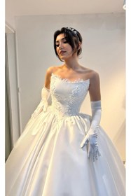 Resim Zöhra avcı gelinlik ve moda SATEN PRENSES MODEL DANTEL DETAYLI GELİNLİK 