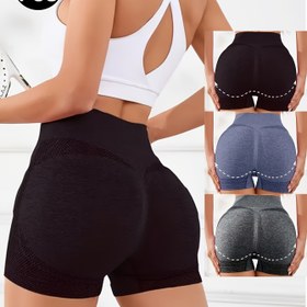 Resim 3'lü Paket Kadınlar için Yüksek Bel Kalça Kaldırma Yoga Şortları - Hızlı Kuruyan, Dikişsiz, Esnek Egzersiz Pantolonu Karın Kontrolü ve Şekillendirme için - Koyu Mavi, Gri, Açık Yeşil - Rahat ve Nefes Alabilir Aktif Giysi, Fitness Şortları | Yüksek Bel Şortları | Esnek Kumaş 