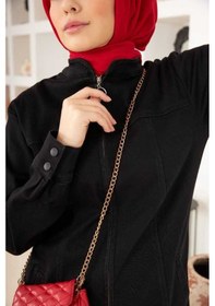 Resim Neways 6579-denim Fermuarlı Ferace Siyah Siyah 