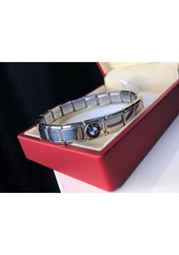 Resim Erkek Kadın Çelik Bileklik - Bmw Logolu Italyan Charm Nomi Gümüş 