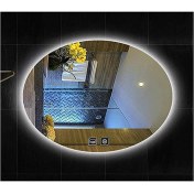 Resim Global Led Mirror 65X85 cm Dokunmatik Tuşlu Buğu Yapmayan Ledli Elips Banyo Aynası 