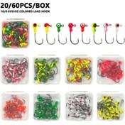 Resim 20/60 adet Renkli Kurşun Başlı Tartım Balıkçılık Kancaları - 1g/0.035oz, Yumuşak Yem Tutucu Başlı Yem Kancaları için Uygun, Tatlısu ve Tuzlu Su Balıkçılığı Yem Aşağı Kancaları için Kullanılır 