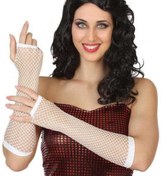 Resim NessiWorld Long Fishnet Knitted Gloves White Color 