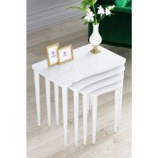 Resim Canisa Concept Kuğu Serisi Mdf 1.sınıf 4lü Zigon Sehpa Takımı / Beyaz Renk Gürgen Ayaklar 
