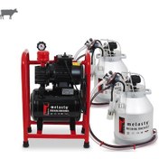 Resim Melasty İnek Süt Sağma Çift Güğüm Üniteli Sabit Sistem Alüminyum Güğüm - Silikon Memelik Yağlı Pompa 