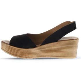 Resim Bueno Shoes Siyah Alf Süet Kadın Dolgu Topuklu Sandalet 01WA4702 01WA4702 