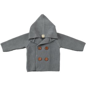 Resim Kruvaze Kapüşonlu Organik Pamuk Bebek ve Çocuk Hırka Gri - GRİ / 1-2 YAŞ 