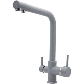 Resim Kustar Gri Granit 3 Yollu Arıtma Çıkışlı Mutfak Eviye Bataryası 