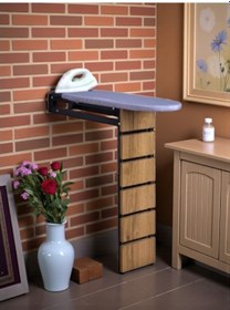 Resim Ütü Masası Papatya Duvara Monte Katlanabilir Ütü Masası Pratik Sağlam Metal Yapılı Kahverengi 