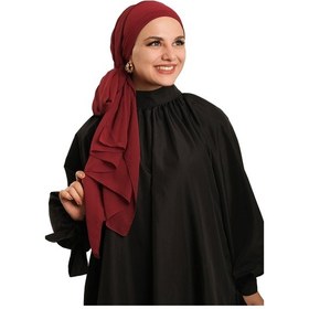 Resim Hürrem Bone Bordo Pratik Hazır Geçmeli Bone Şal Şifon Düz 2506 16 bordo 