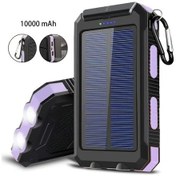 Resim Sunshine022 Mor 10000mah Taşınabilir Solar Power Bank Led Fener Pusula 2 Usb Type-c Giriş Mor 