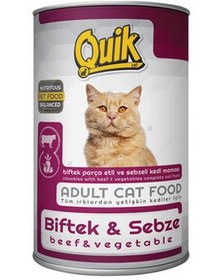 Resim Quik Adult Biftek ve Sebzeli Yetişkin Kedi Konservesi 415 Gr 