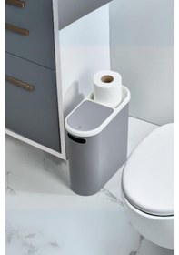 Resim Gri Kapaklı Wc Kağıtlıklı Çöp Kovası &amp Ofis Çöp Kovası 10 Lt 