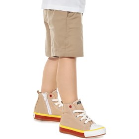 Resim Kiko Kids Tinna Bağcıklı Erkek Çocuk Boğazlı Keten Spor Ayakkabı Bej 