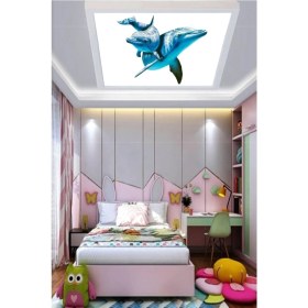 Resim Gökyüzü Panel Yunus Çocuk Avize, LED 60WATT, Beyaz Işık, 60 x 60 LED Panel, Yeni Tasarım Ledli AVIZE,60W 