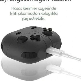 Resim Galaxy Buds 3-Pro-3 Fe Için Kulaklık Kılıfı Darbe Emici Köşe Korumalı Buds 3 Pro Koruyucu Yumuşak Tpu Oyun Konsolu Görünümlü Buds 3 Pro Kılıfı (Koyu Gri) 