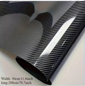 Resim Xuweiwei 6d Carbon Fiber Film 11.8 İnches 78.7 İnches Araç Dış Ve İç Kaplama Parlak Siyah Dayanıklı Koruma 