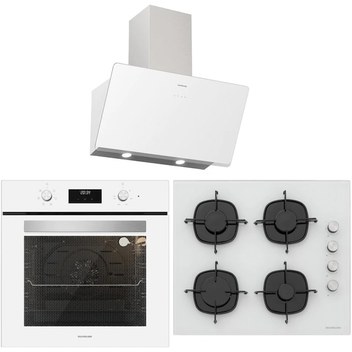 Silverline BO6502W02 - CS5335W01 - 3457 Soho 60 Beyaz Cam Ankastre Set