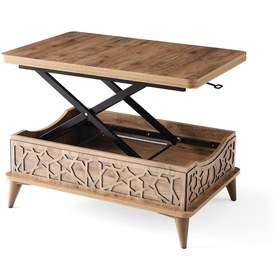 Resim Evistro Akıllı Laptop Sehpa Yemek Masası Orta Sehpa Ceviz-Ekru 