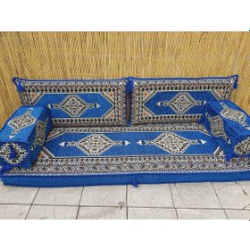 Resim Coton Şark Köşesi Saraylı Desenli Minder Takımı Mavi 