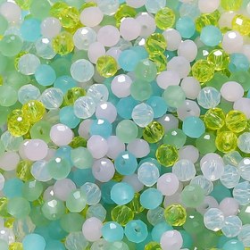 Resim 1000 adet 4mm/0.15in Karışık Renkli Rondelle Fasetli Cam Boncuklar, Takı Yapımı için Gevşek Aralık Kristal Yuvarlak Boncuklar DIY Kolye Bilezik Küpe 