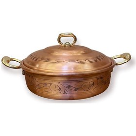 Resim İşlemeli Bakır Karnıyarık Tencere No:1 Bakır - Siyah 