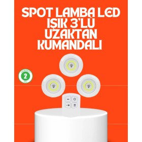 Resim Kablosuz 3 Lü Spot LED Lamba Seti Uzaktan Kumandalı Enerji Tasarruflu Aydınlatma 