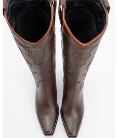 Resim Luvi Shoes Pietro Kahverengi Cilt Hakiki Deri Kadın Western Çizme Kahverengi Deri 