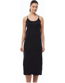 Resim Malabadi Kadın Siyah Ayarlanabilir İp Askılı Uzun Geniş Elbise Astarı Modal Kombinezon 1080 Siyah 