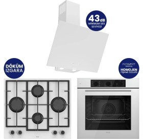 Resim Ferre Chef Edition Turbolu Beyaz 3'lü Ankastre Set QBL62CB-LN386-D078SA 