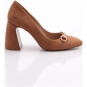 Resim Dgn 8075 Kadin Demir Aksesuarli Topuklu Ayakkabi 8075-2125-R1783 Taba 