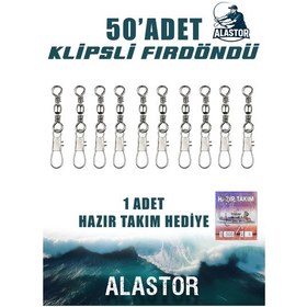 Resim 50 Adet Klipsli Fırdöndü Olta İçin Fırdöndü Karbon Çelik 