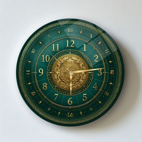 Resim Yeşil Gold Detay Cam Duvar Saati - 60*60 Cm 