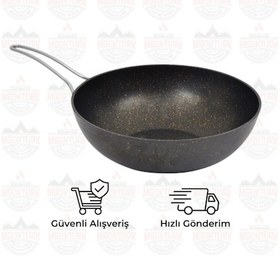 Resim Granit Döküm Wok Tava 28 Cm Siyah 