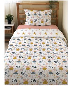 Resim Evmila Minik Peri Kızlar Desenli Nevresim Takımı - 160x220cm Nevresim +50x70cm Yastık Kılıfı+100x200cm Çarşaf 