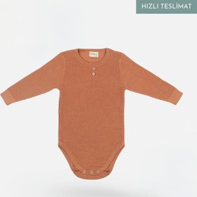 Resim Waffle Organik Pamuk Alt-Üst Bebek Takım - Kahverengi / 1-2 Yaş 