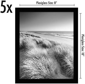 Resim Americanflat Siyah 8x10 Resim Çerçevesi - 5'li Fotoğraf Çerçevesi Seti - Parlak pleksiglaslı Duvar ve Masa Üstü için Yatay veya Dikey Ekran için Testere Dişi Asma Donanımı ve Şövale Dahil 
