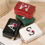 Resim Şık Kadın Timsah Desenli Cüzdanlar Çiçek Detayları ile - Hafif, Çift Fermuarlı Madeni Para Cüzdanı Kırmızı, Yeşil, Siyah ve Beyaz, Seyahat, Okul ve Partiler için Mükemmel, Parti Cüzdanı | Çiçek Detaylı Cüzdan | Hafif Cüzdan 