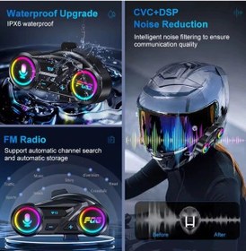 Resim Y13 Motor Kask Kulaklık Rgb Modlu Radyolu Motosiklet Kulaklık 5.3 Bluetooth Intercom 99917313 