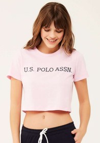 Resim U.S. Polo Assn. Kadın Pembe Kısa T-shirt 16609 