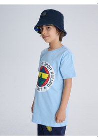 Resim Fenerium Fb Tsrt 118 Fenerbahçe Lisanslı Renkli Logo Sıfır Yaka Çocuk T-shirt Mavi 