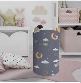 Resim Mekta Home Bebek Ve Çocuk Odası Ayda Oturan Tavşan Desenli Oyuncak Sepeti Renkli Çok Renkli 