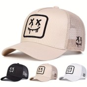 Resim Ayarlabilir Kemeri Kapanışlı Üniseks Polyester Beyzbol Şapkası, %100 Dokuma Polyester, Esnek Olmayan, Gündelik Güneş Korumalı Kamyon Şoförü Şapkası için Seyahat ve Tatil - Modaya Uygun Dikişli Yüz Tasarımı 