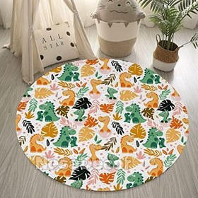 Resim Halı Çocuk Odası Parlak Çocuk Halısı Oyun Halısı Sevimli Halı Dino Halı Yıkanabilir Renkli Dinozor (150 x 230 cm) 