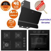 Resim Ferre FryArt&SilentArt LERA Sessiz Yeni Seri Siyah Ankastre Set (D080-SA + QXE62CS + SC405-WFA wok) 