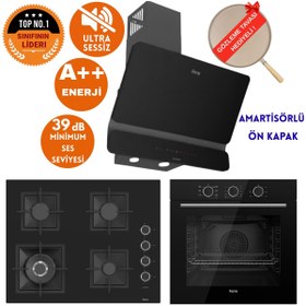 Resim Ferre FryArt&SilentArt LERA Sessiz Yeni Seri Siyah Ankastre Set (D080-SA + QXE62CS + SC405-WFA wok) 