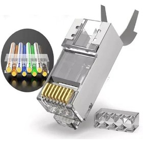 Resim SpeedUF Cat7 Metal Konnektör Rj45 Cat7 Jack + Kablo Ayraç (50lik Paket) 